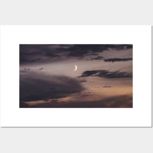 Moody Silver Crescent Posters and Art